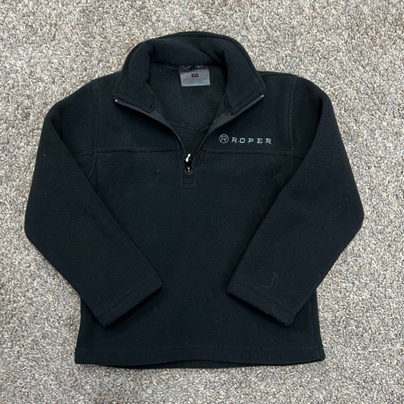 Roper jacket boys XS black quarter zip fleece pullover western - Picture 1 of 9